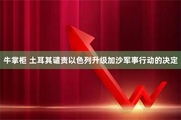 牛掌柜 土耳其谴责以色列升级加沙军事行动的决定