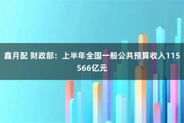 鑫月配 财政部：上半年全国一般公共预算收入115566亿元